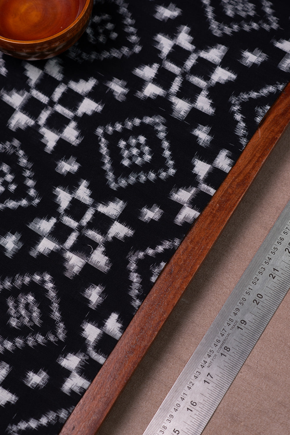 Black Telia Rumal Ikat Cotton Fabric