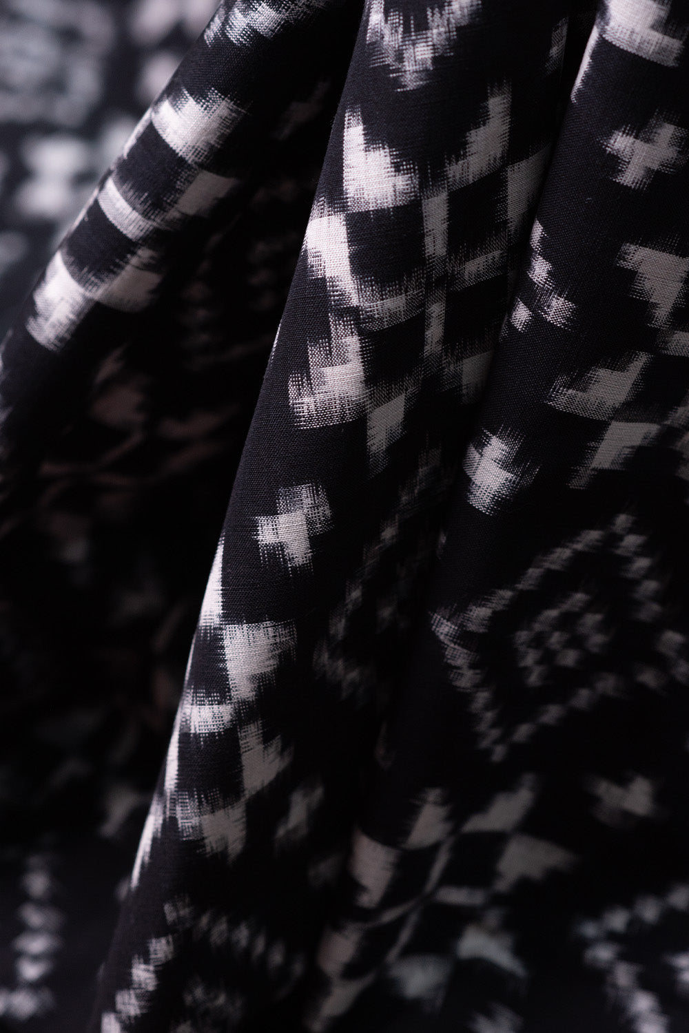 Black Telia Rumal Ikat Cotton Fabric