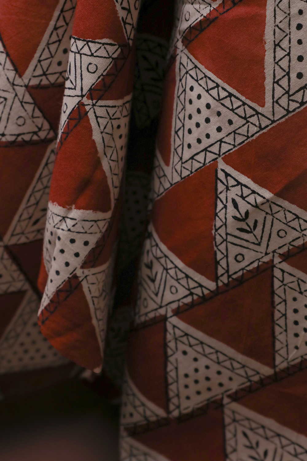 Maroon - Triangle Bagru Cotton Fabric