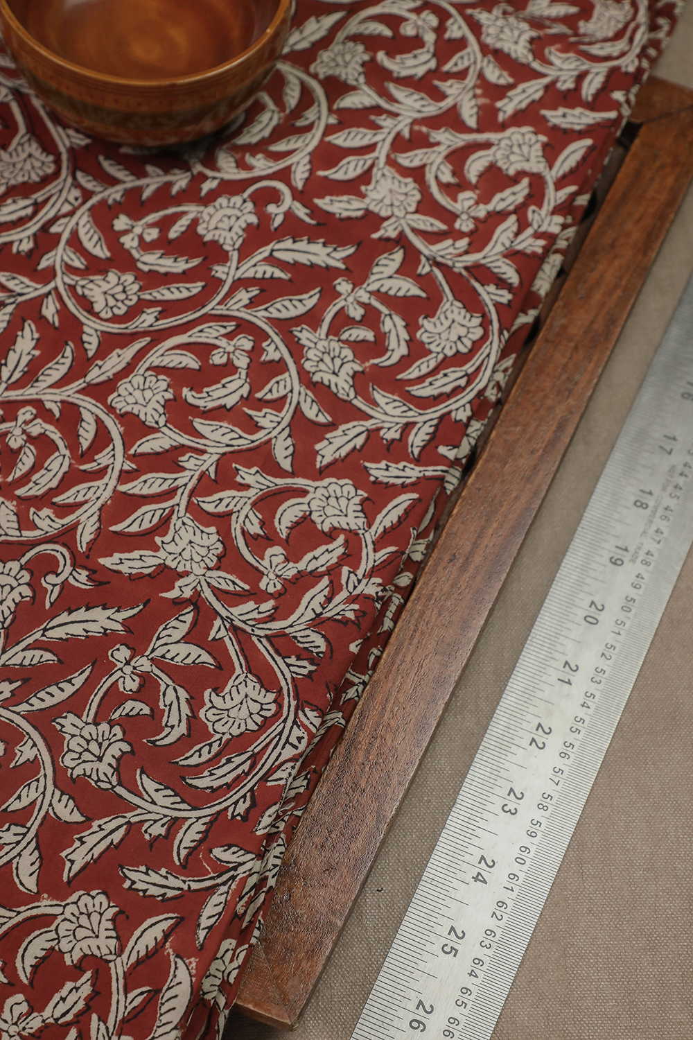 Maroon with Cluster Floral Bagru Cotton Fabric