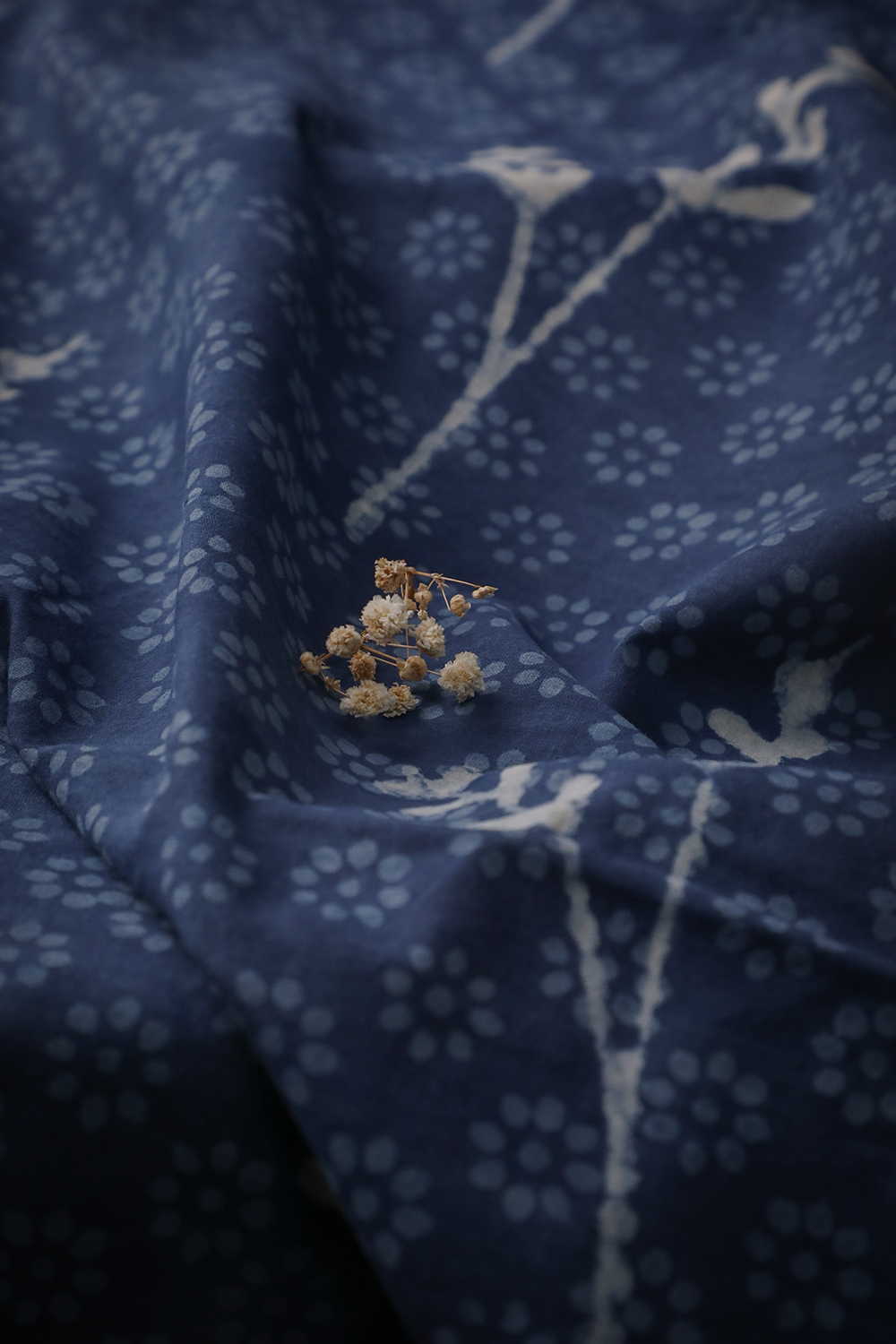 Indigo with Patterns Dabu Cotton Fabric