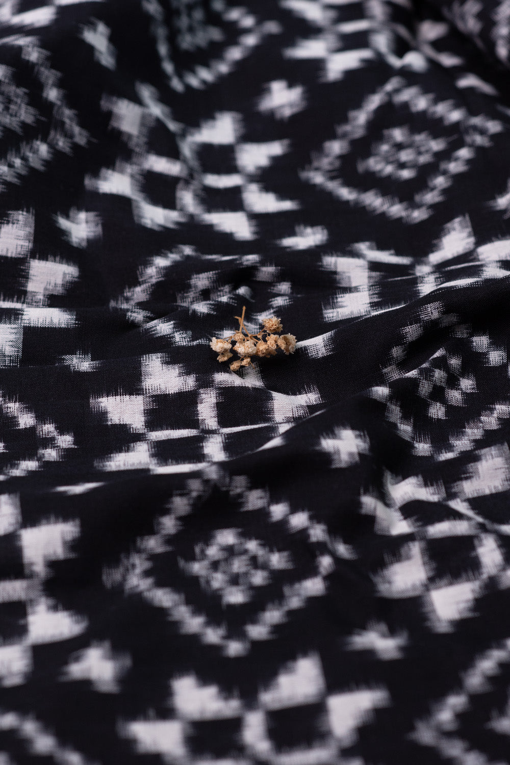 Black Telia Rumal Ikat Cotton Fabric