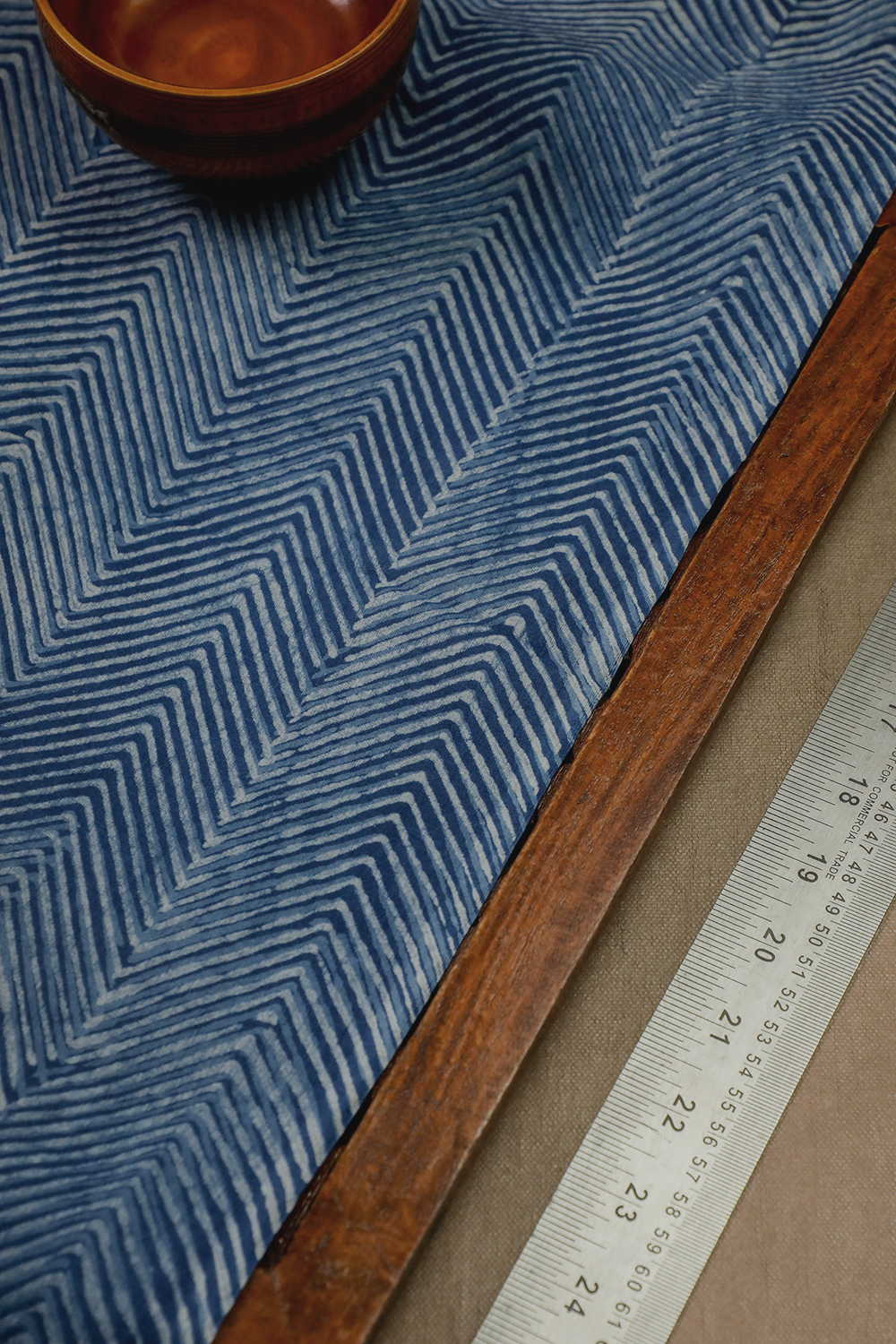 Indigo with Chevron Design Dabu Cotton Fabric