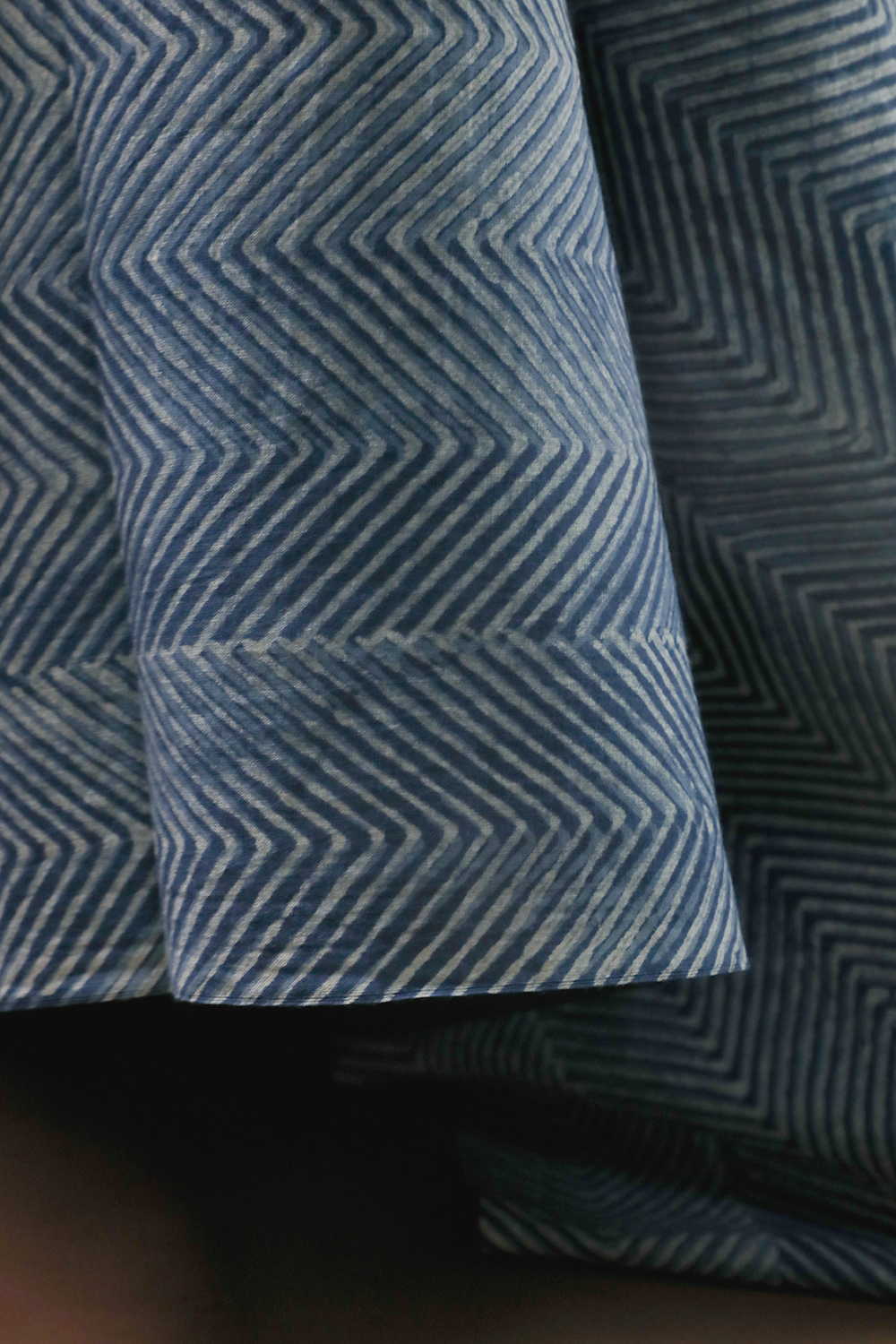 Indigo with Chevron Design Dabu Cotton Fabric
