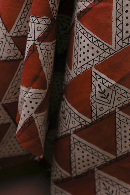 Maroon - Triangle Bagru Cotton Fabric