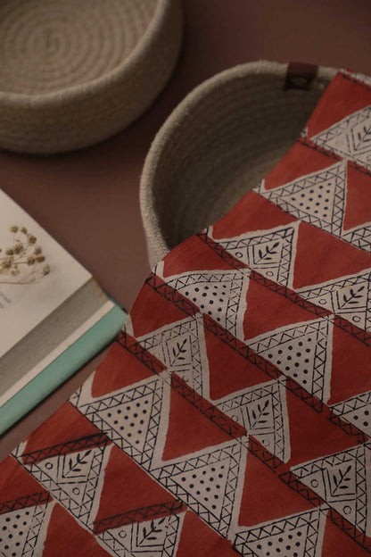 Maroon - Triangle Bagru Cotton Fabric