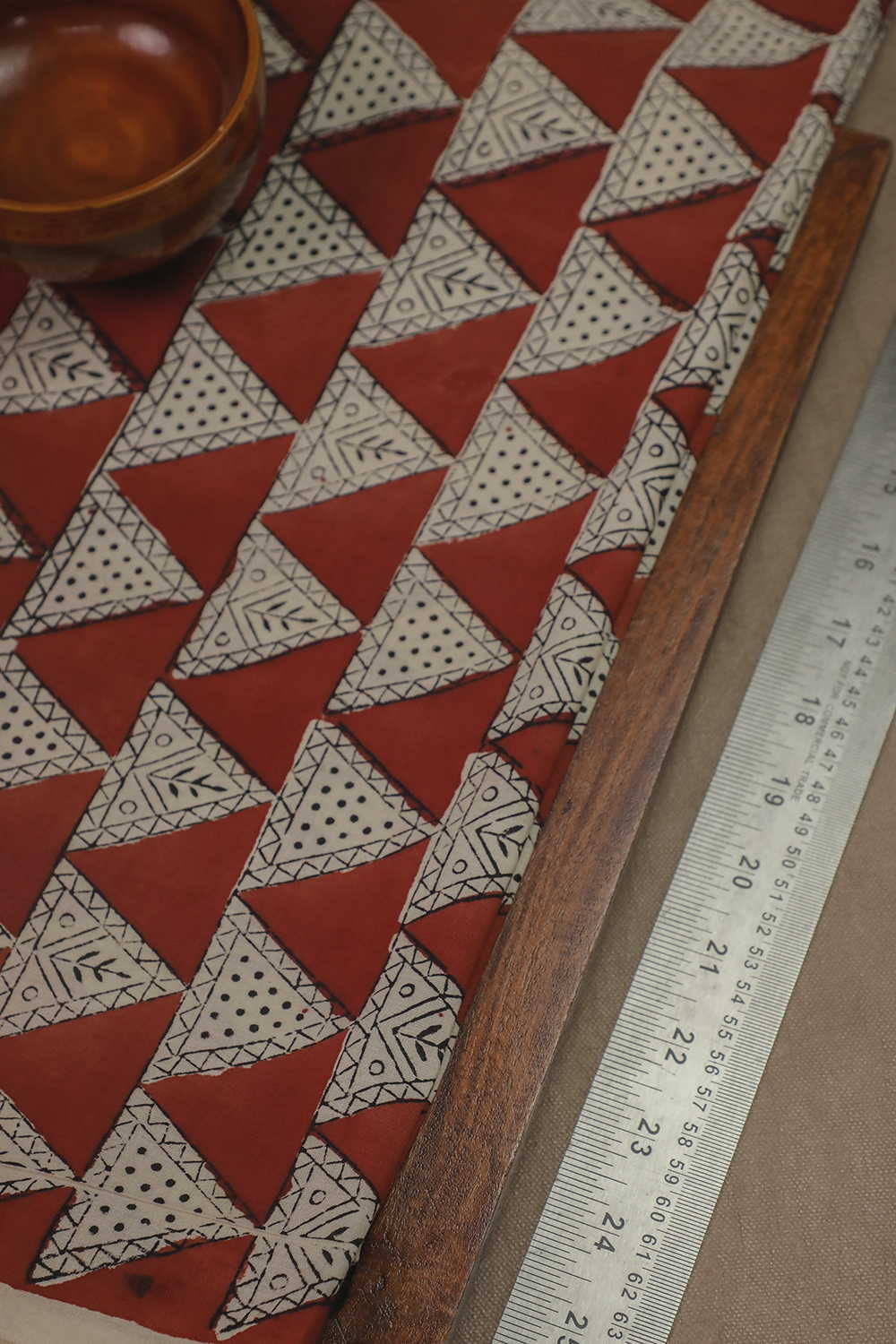 Maroon - Triangle Bagru Cotton Fabric