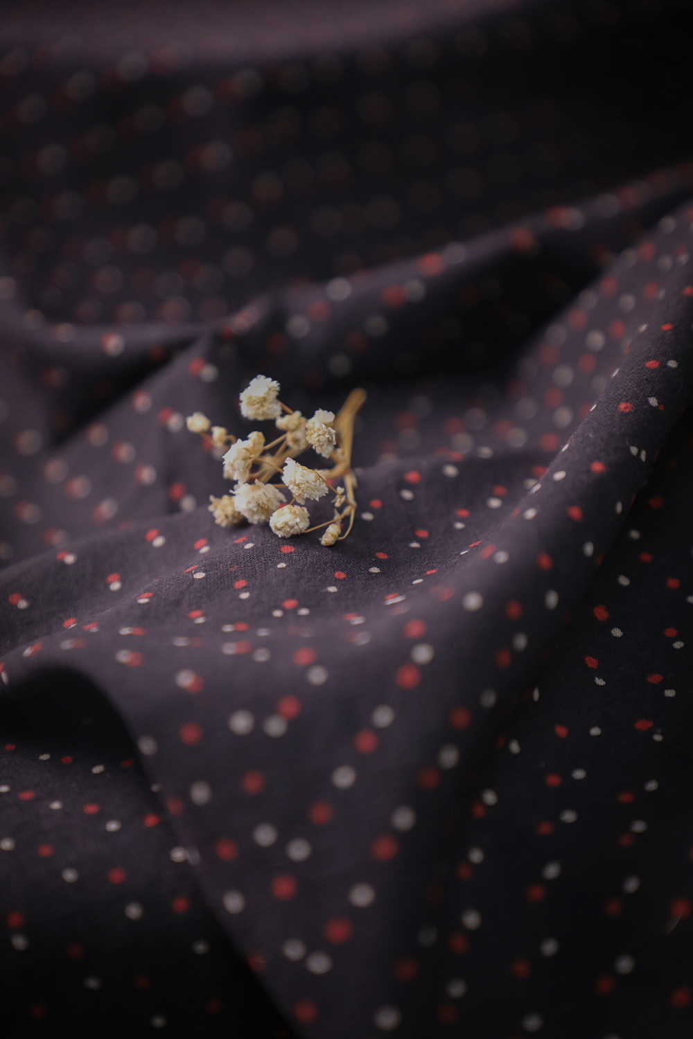 Black with Tiny Dots Ajrak Cotton Fabric