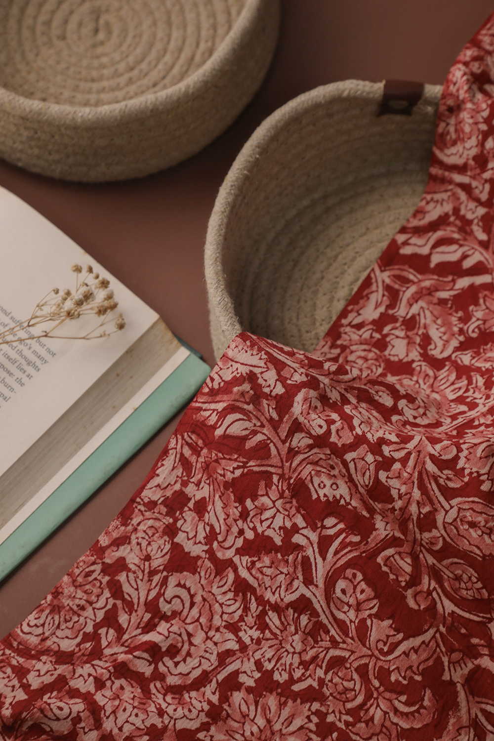 Maroon - Petal Dust Printed kalamkari Cotton Fabric