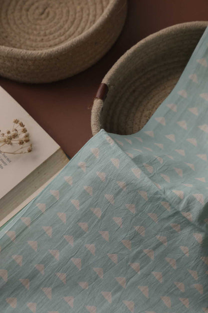 Mint Green - Triangles Sanganeri Cotton Fabric
