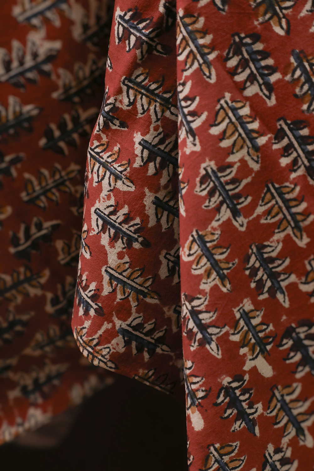 Red with Florets Printed kalamkari Cotton Fabric