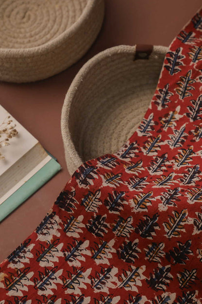 Red with Florets Printed kalamkari Cotton Fabric