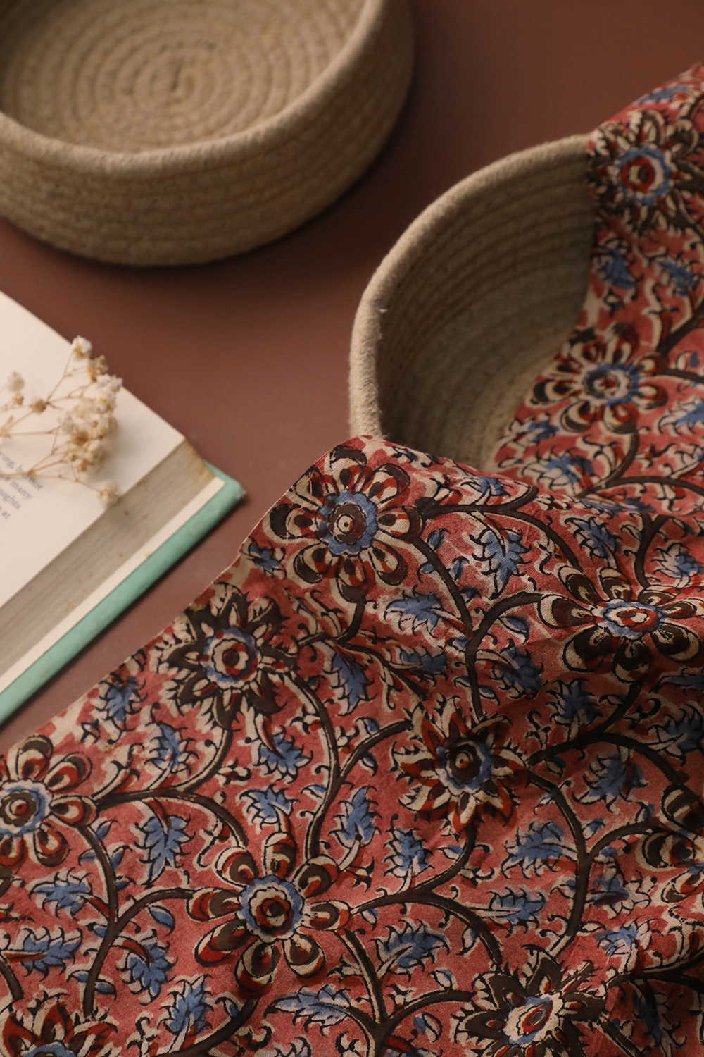 Bloom Reverie Printed kalamkari Cotton Fabric