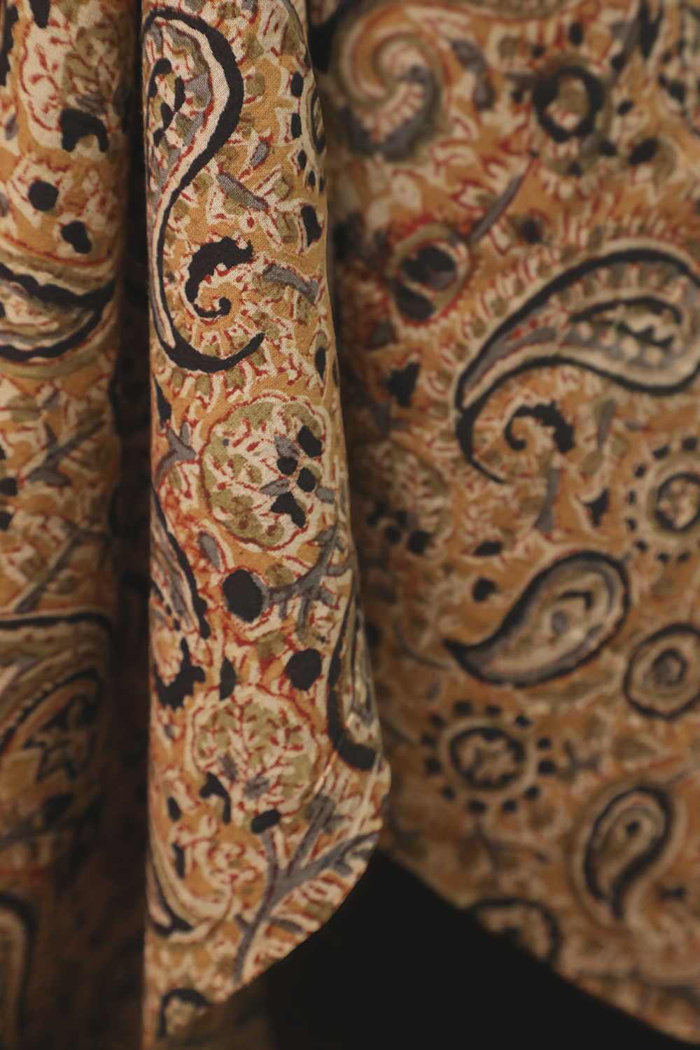 Yellow - Sandstone Paisley Printed kalamkari Cotton Fabric