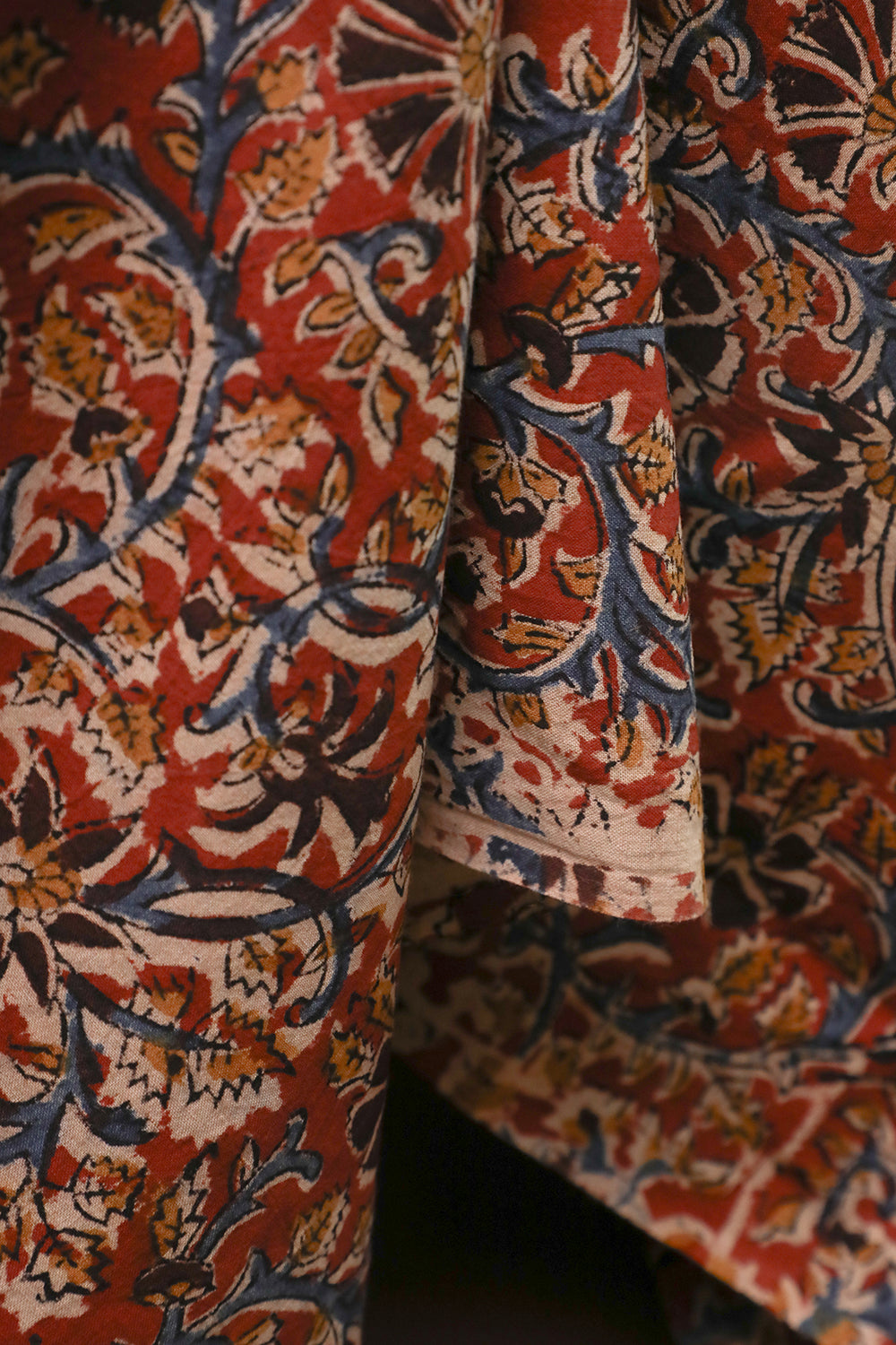 Rust Garden Blooms Printed kalamkari Cotton Fabric