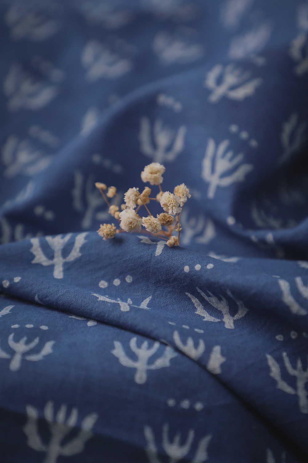 Indigo Dabu Cotton Fabric Design - 3