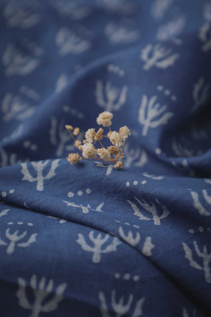 Indigo Dabu Cotton Fabric Design - 3