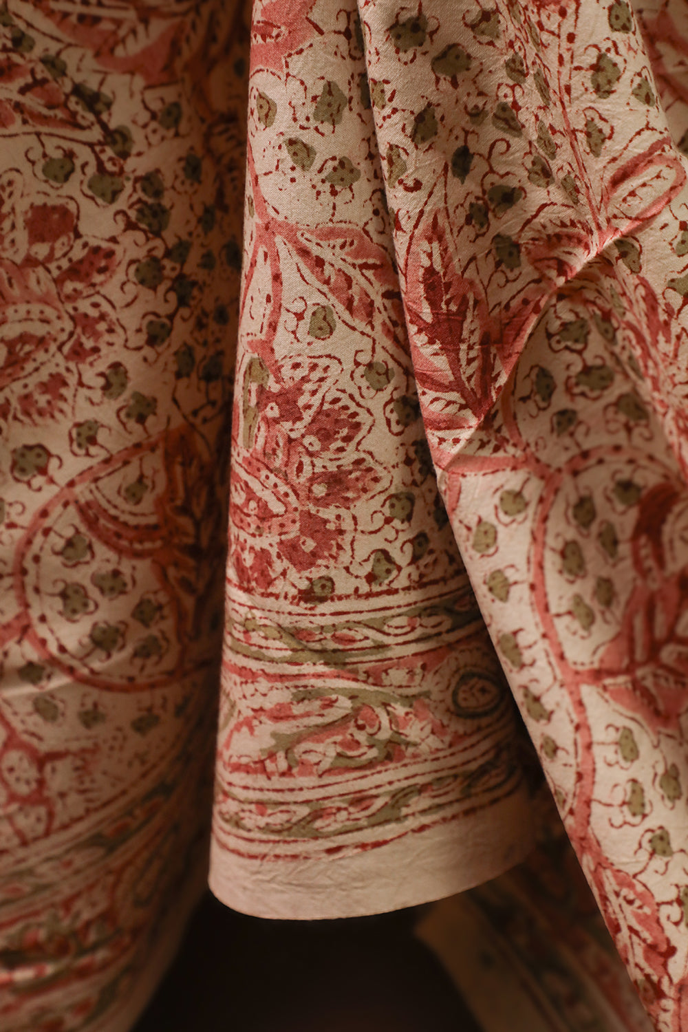 Blush Herb Garden Printed kalamkari Cotton Fabric