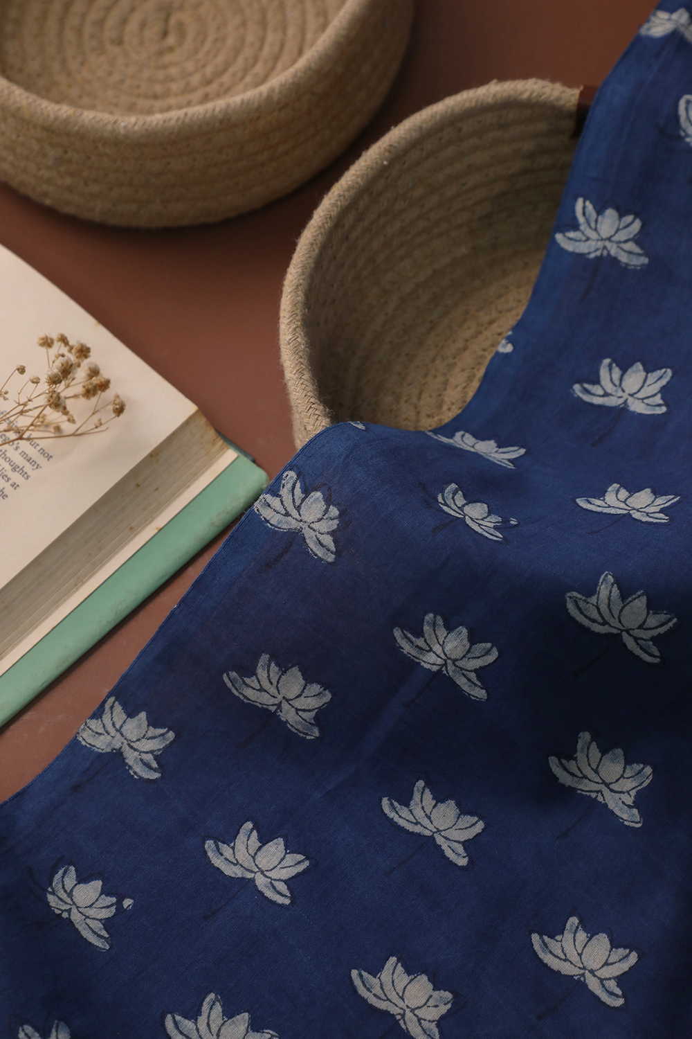 Indigo Lotus Dabu Cotton Fabric