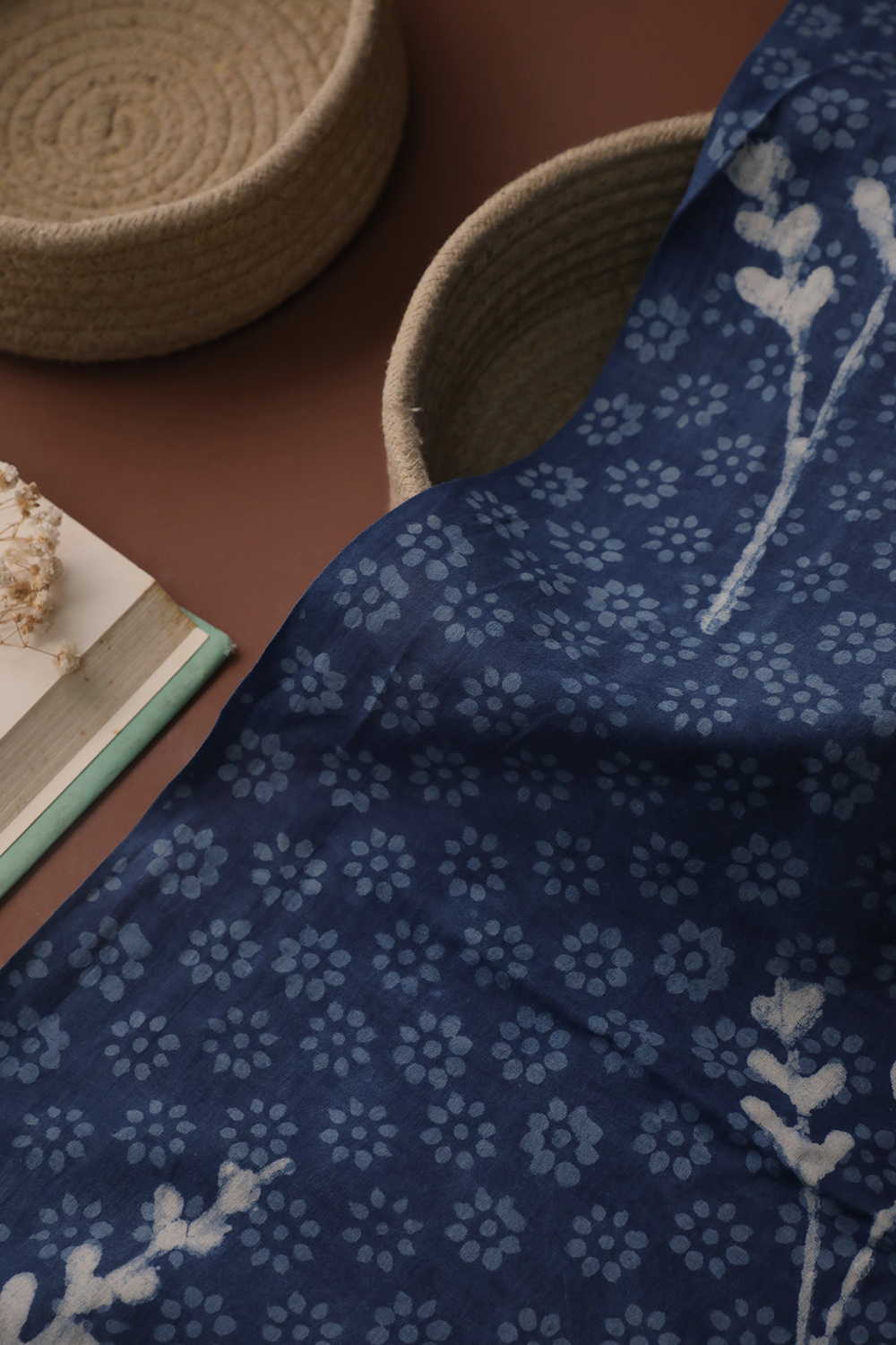Indigo with Patterns Dabu Cotton Fabric