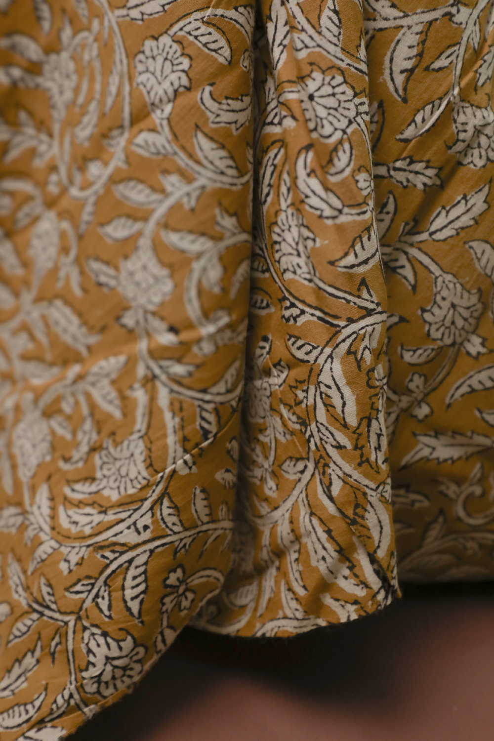 Yellow with Vintage Floral Bagru Cotton Fabric