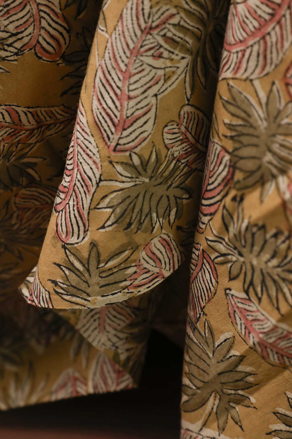 Autumn Leaves Printed kalamkari Cotton Fabric