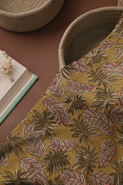 Autumn Leaves Printed kalamkari Cotton Fabric