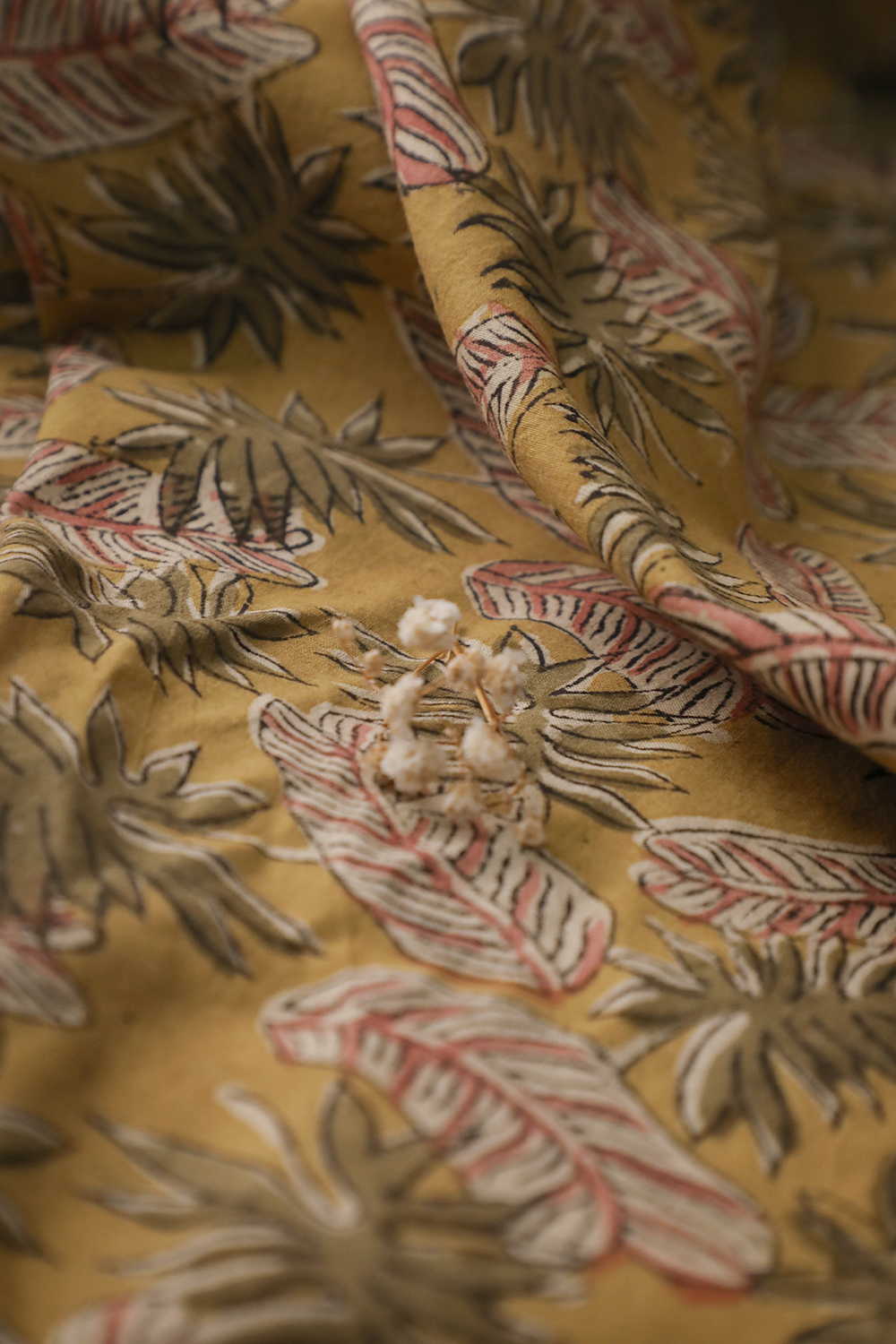 Autumn Leaves Printed kalamkari Cotton Fabric