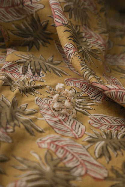 Autumn Leaves Printed kalamkari Cotton Fabric