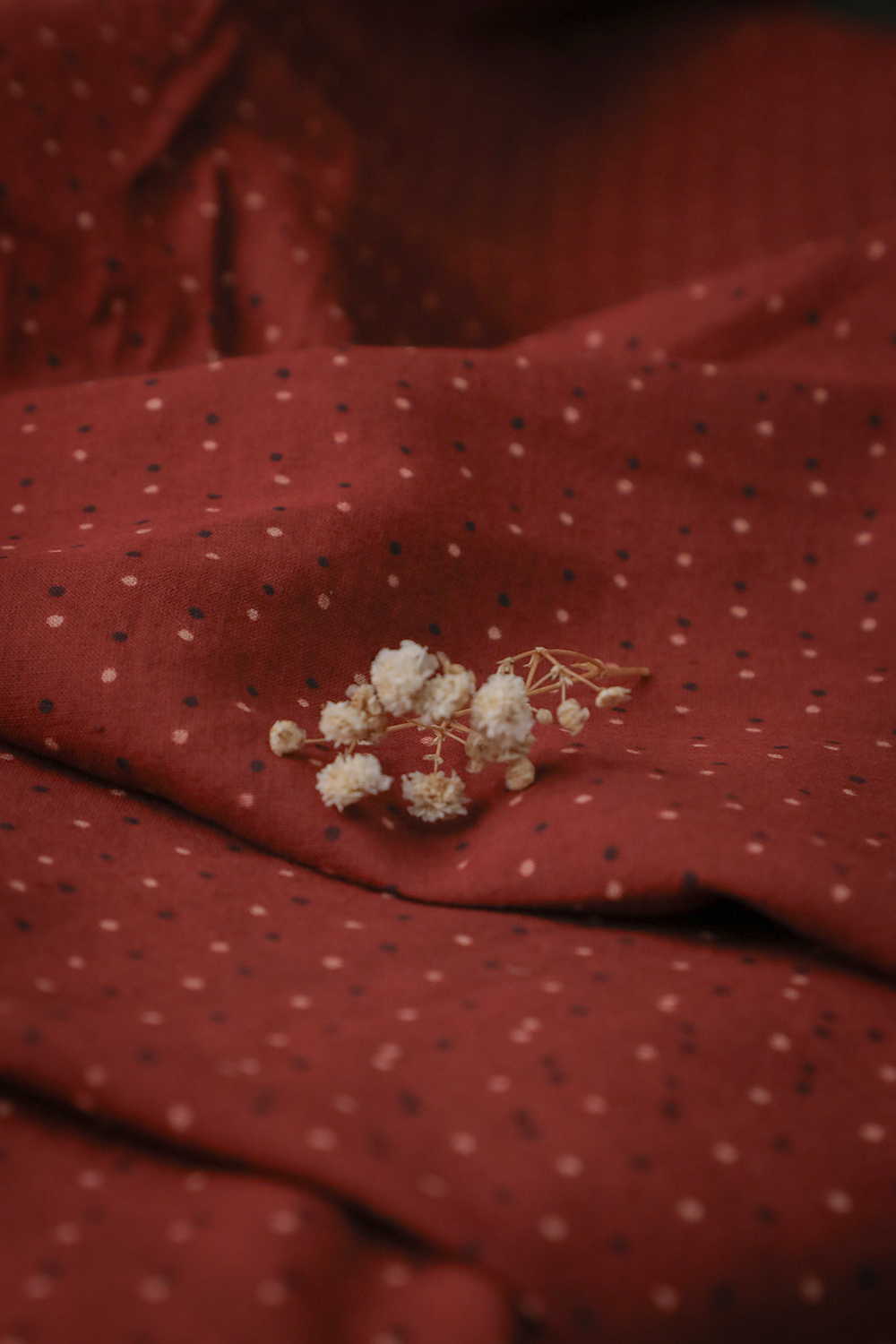 Maroon with Little Dots Ajrak Cotton Fabric